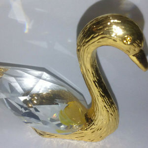 swan figurine crystal handmade bohemian lead NWT